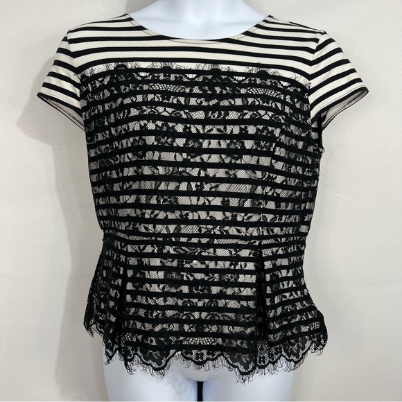 Elle peplum stripped lace shirt size XL - Picture 1 of 14